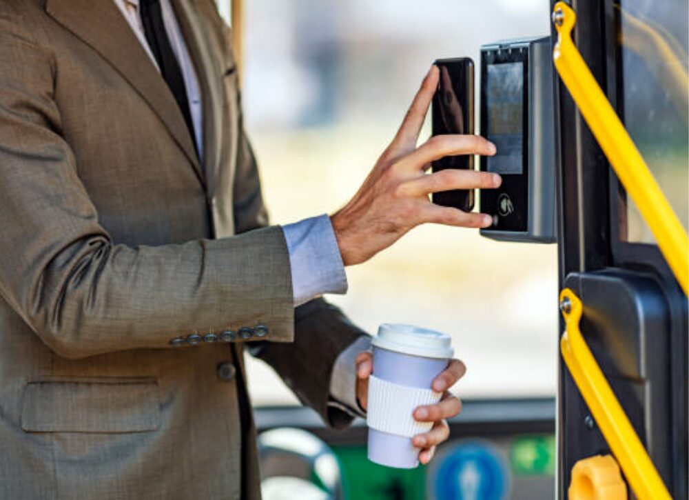 Phone payment on bus Phone payment on bus